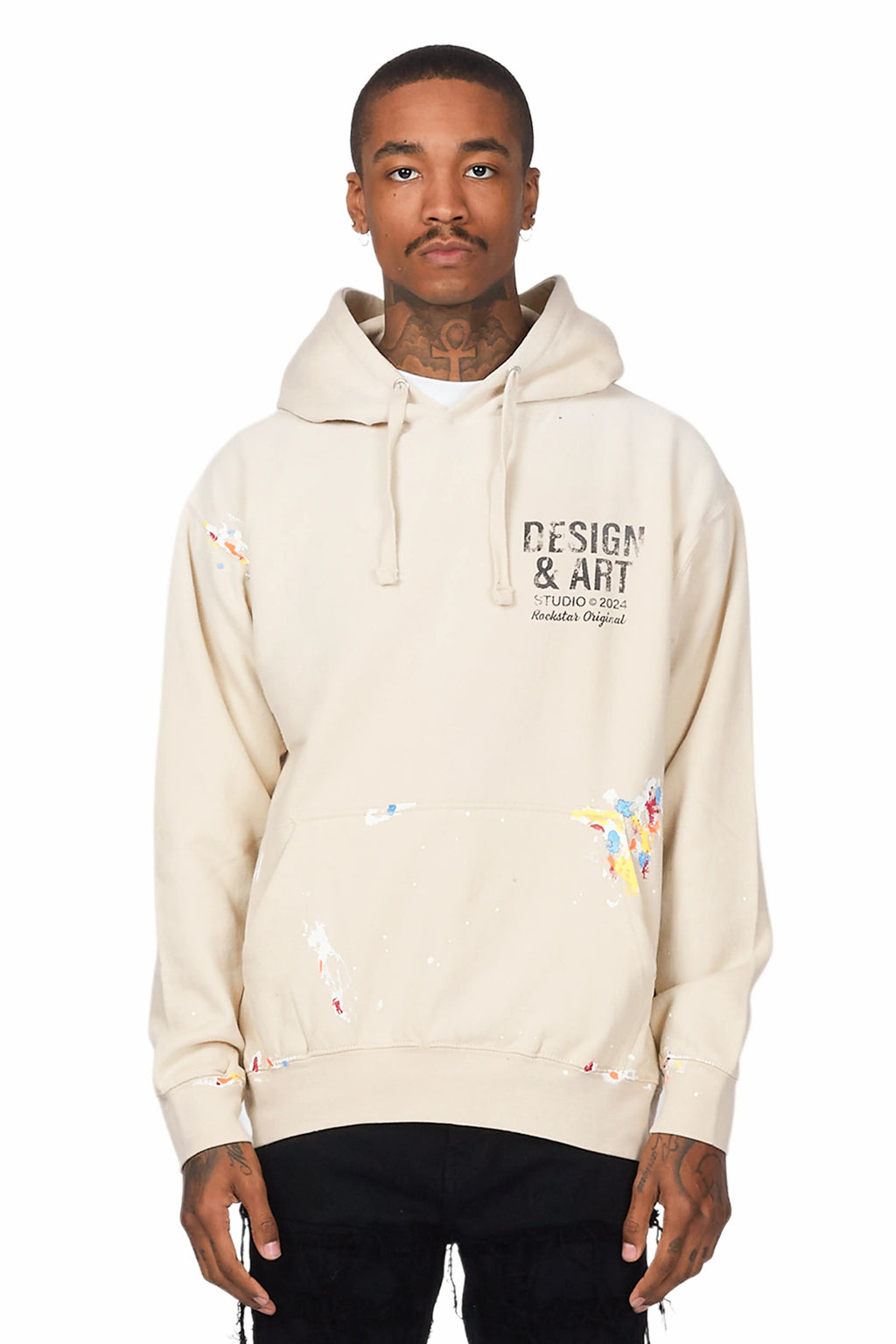 Mancha Beige Graphic Hoodie