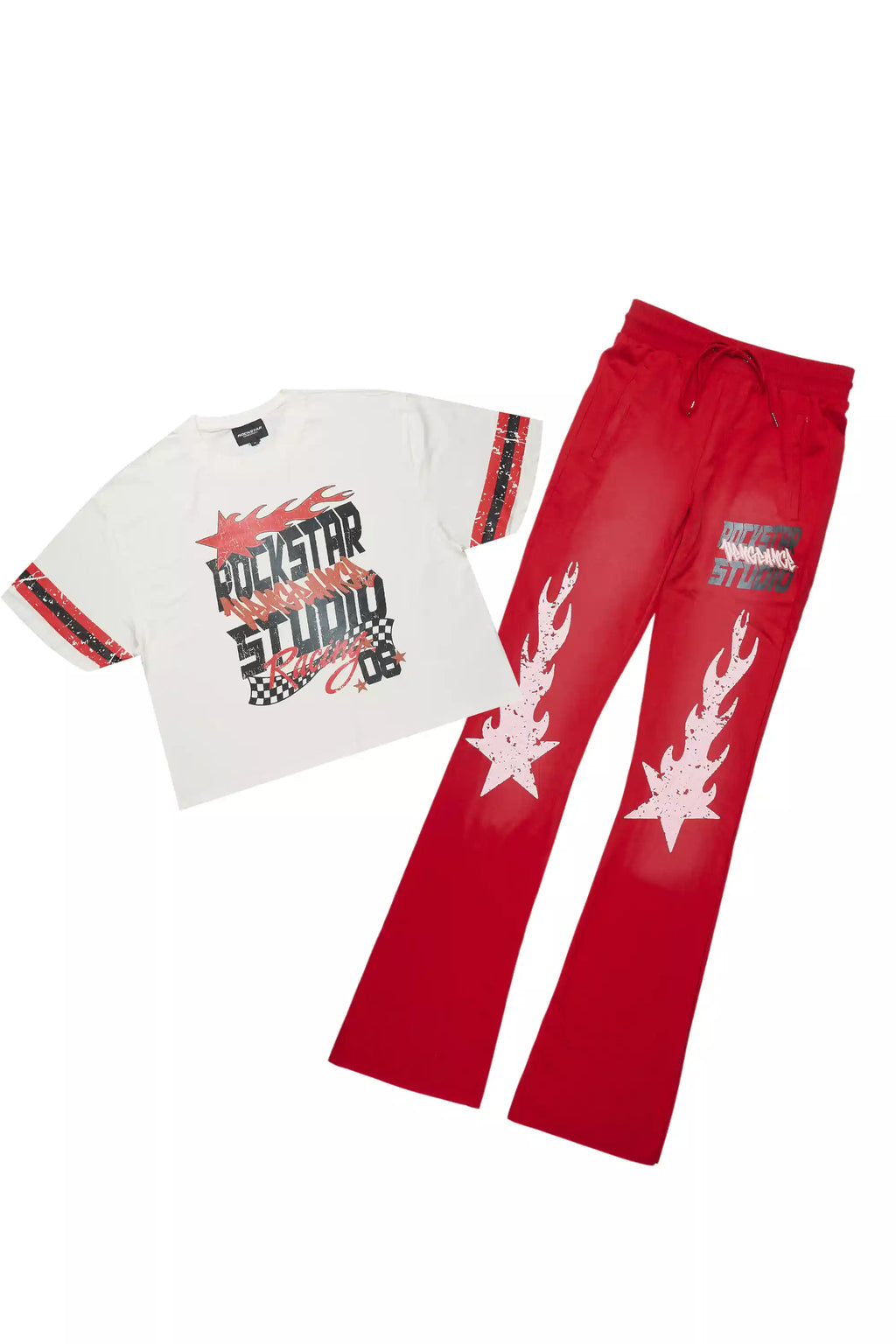 Garo Red T-Shirt/Baggy Stacked Track Set