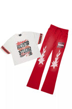 Garo Red T-Shirt/Baggy Stacked Track Set