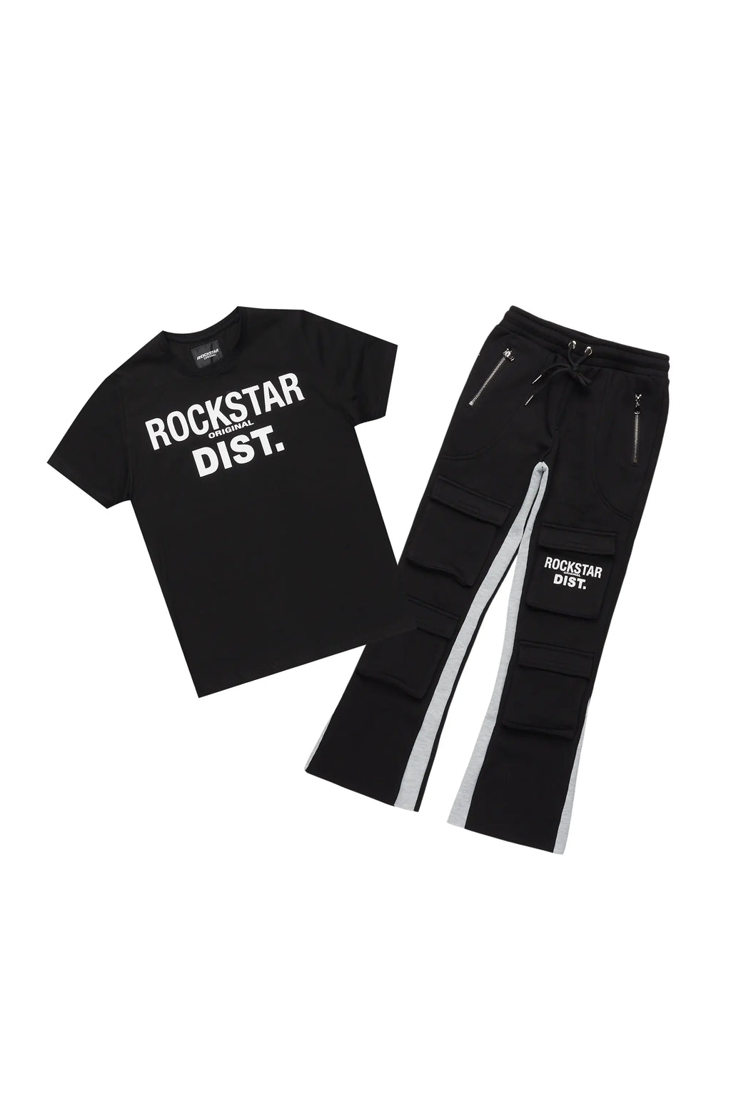 Boys Antoon  Black T-Shirt Stacked Flare Set
