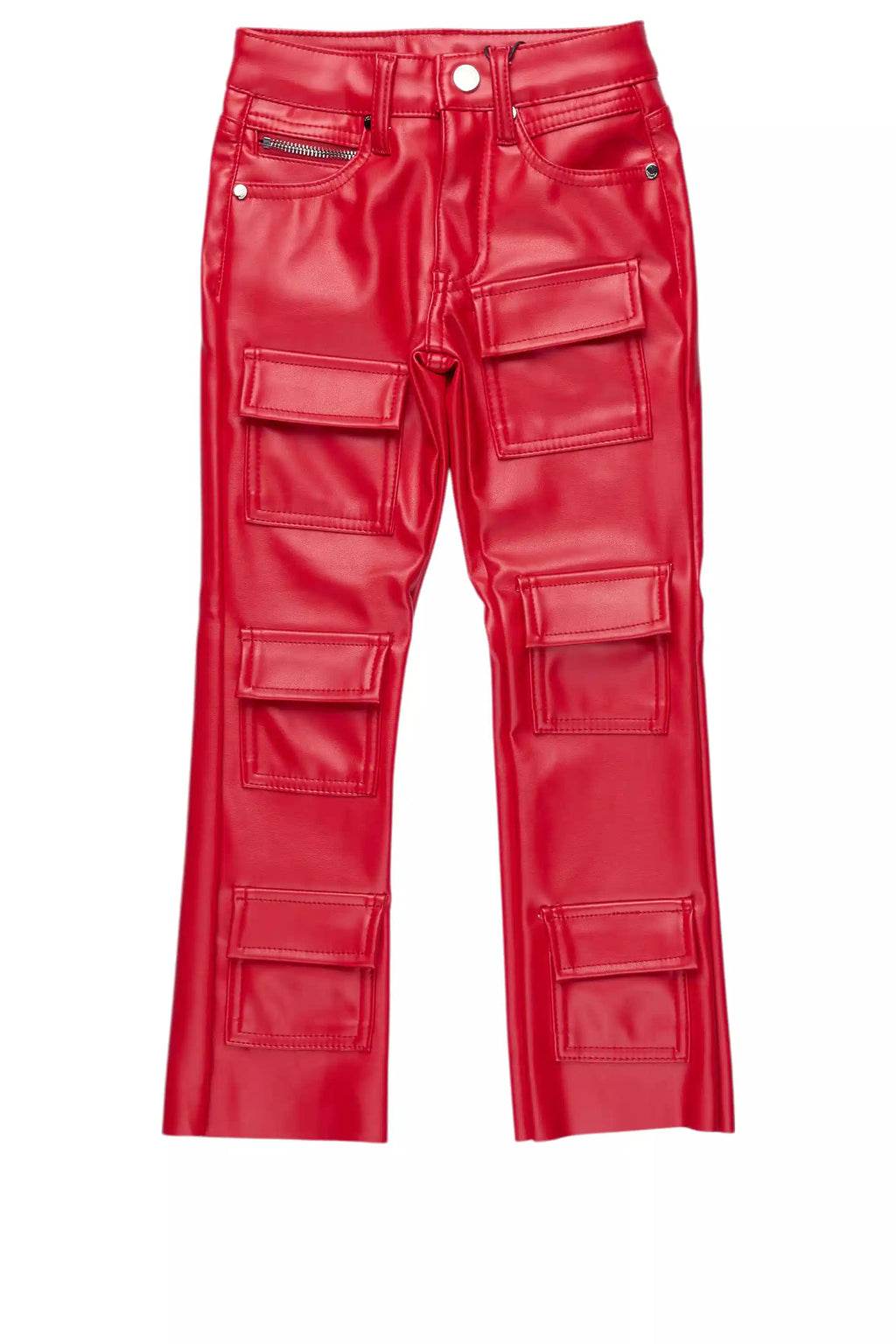Boys Petrus Red PU Leather Jean