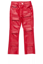 Boys Petrus Red PU Leather Jean