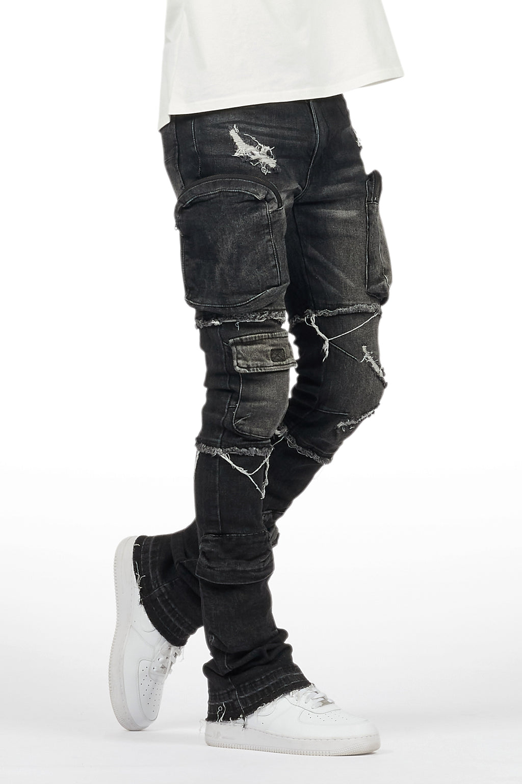 Shift Dark Grey Stacked Flare Jean