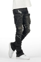 Shift Dark Grey Stacked Flare Jean