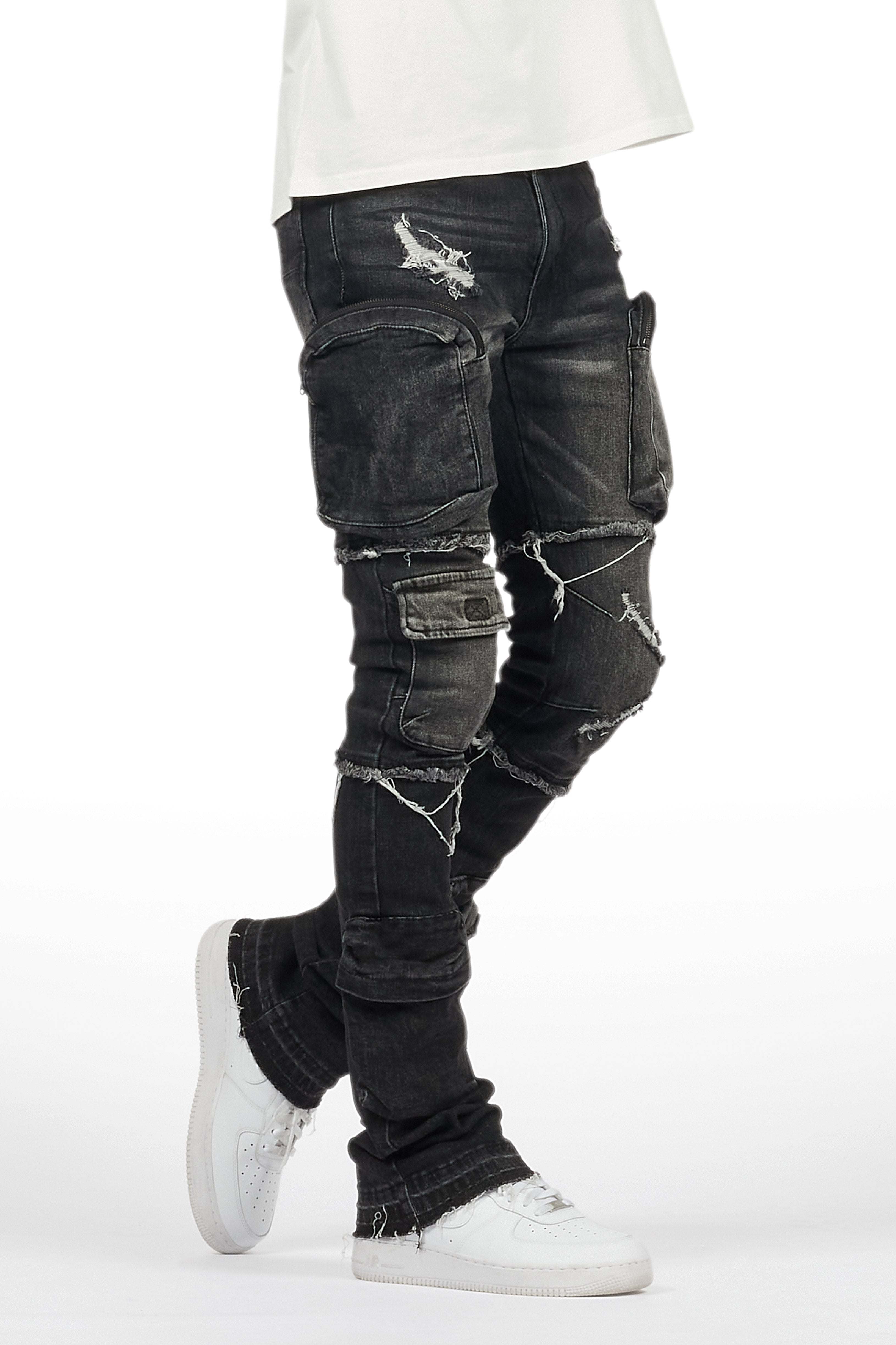 Shift Dark Grey Stacked Flare Jean