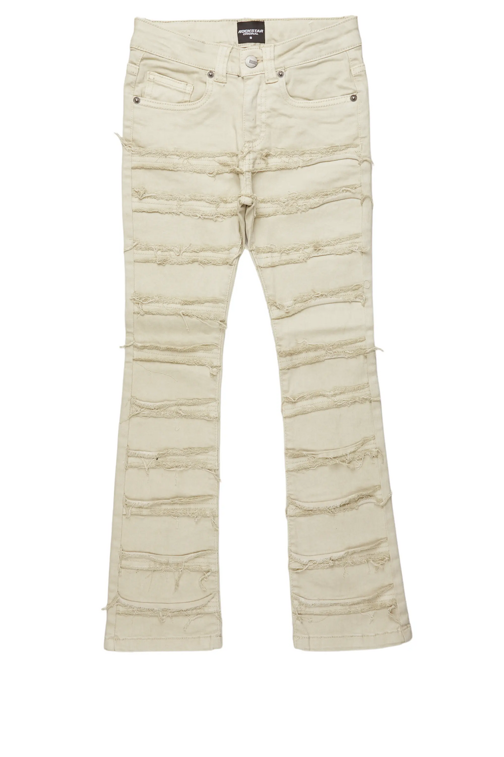 Girls Aynna Cream Stacked Flare Jean