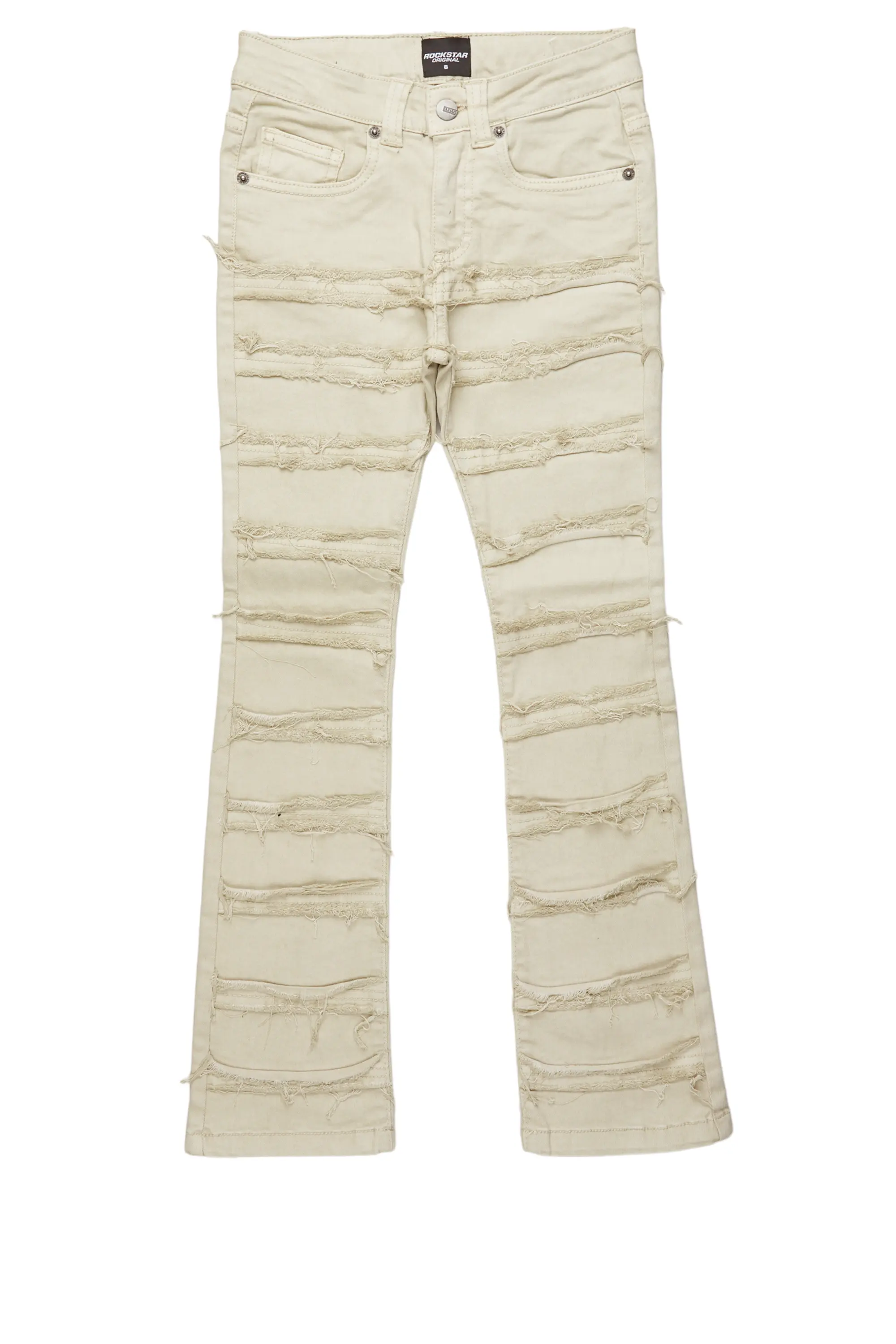 Girls Aynna Cream Stacked Flare Jean
