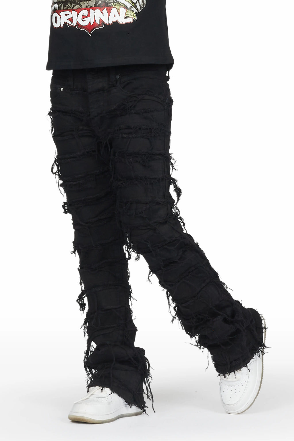Boys Shake Jet Black Stacked Flare Jean