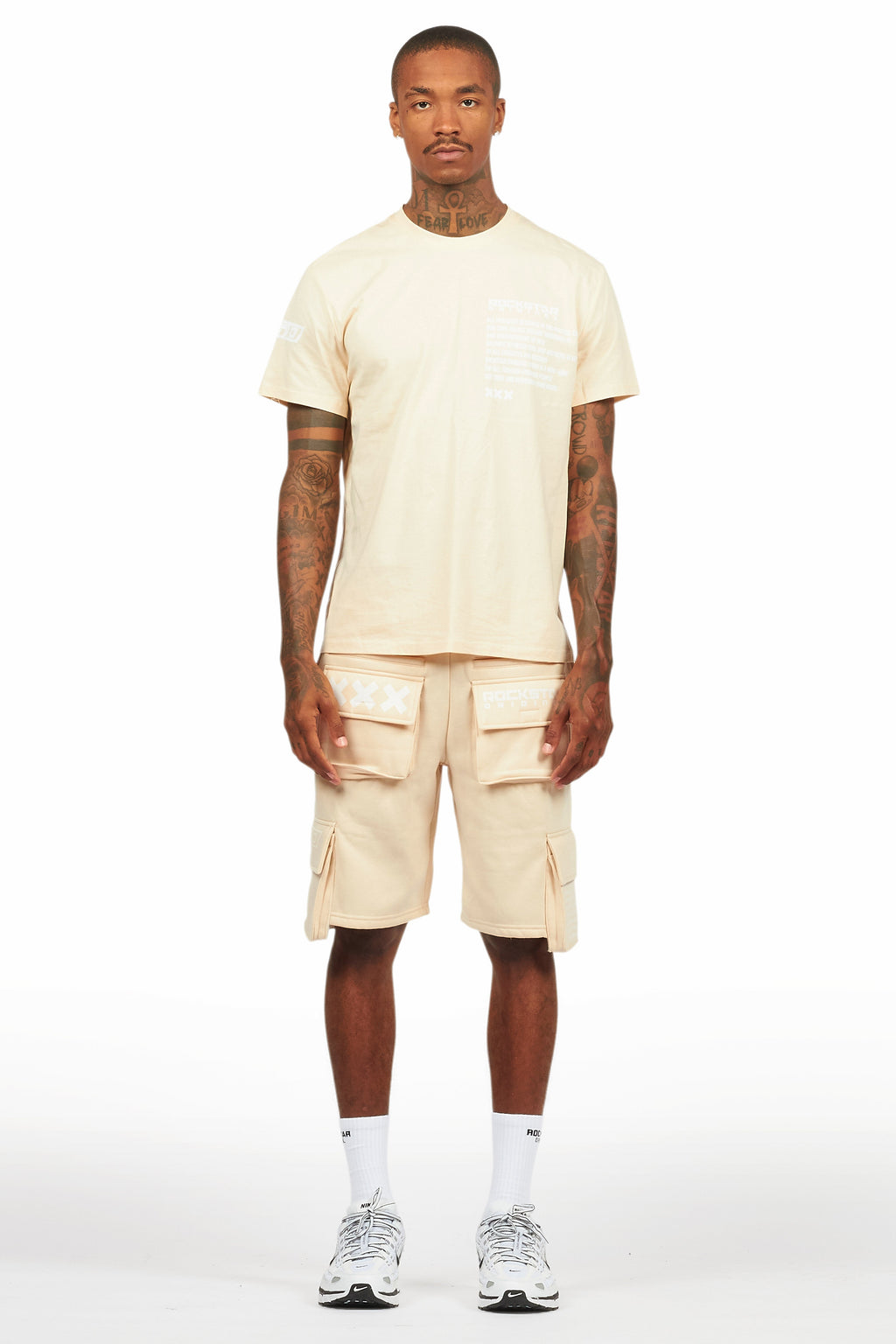 Jash Beige/White Short Set