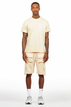 Jash Beige/White Short Set