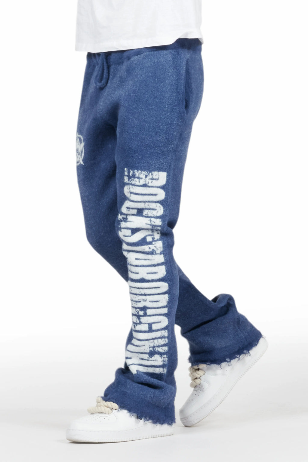 Keve Navy Knitted Mohair Flare Sweat Pant