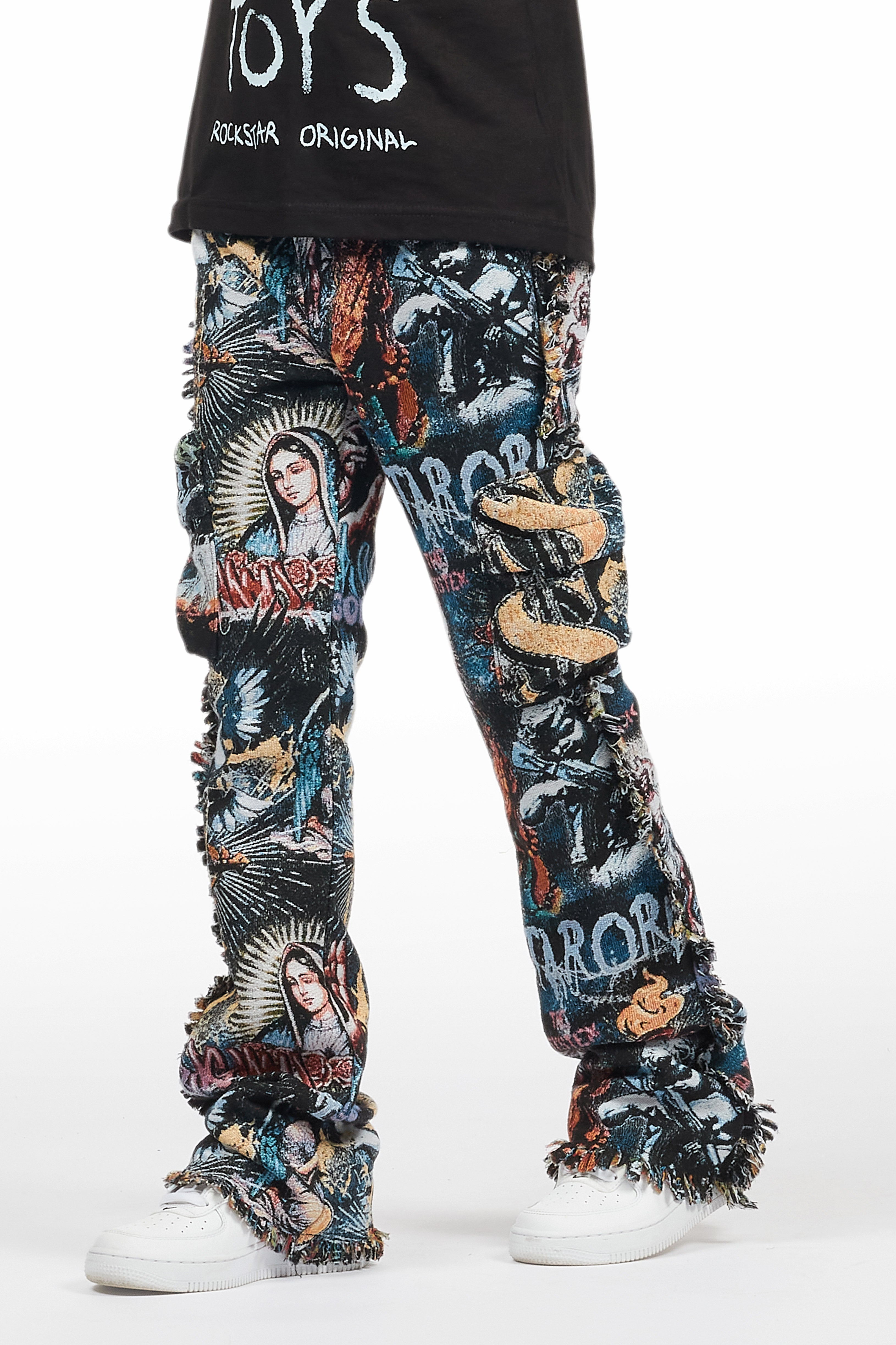 Boys Dalai Multi Stacked Tapestry Flare Jean