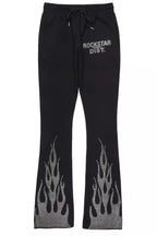 Pyrel Black/Silver Rhinestone Stacked Flare Pant