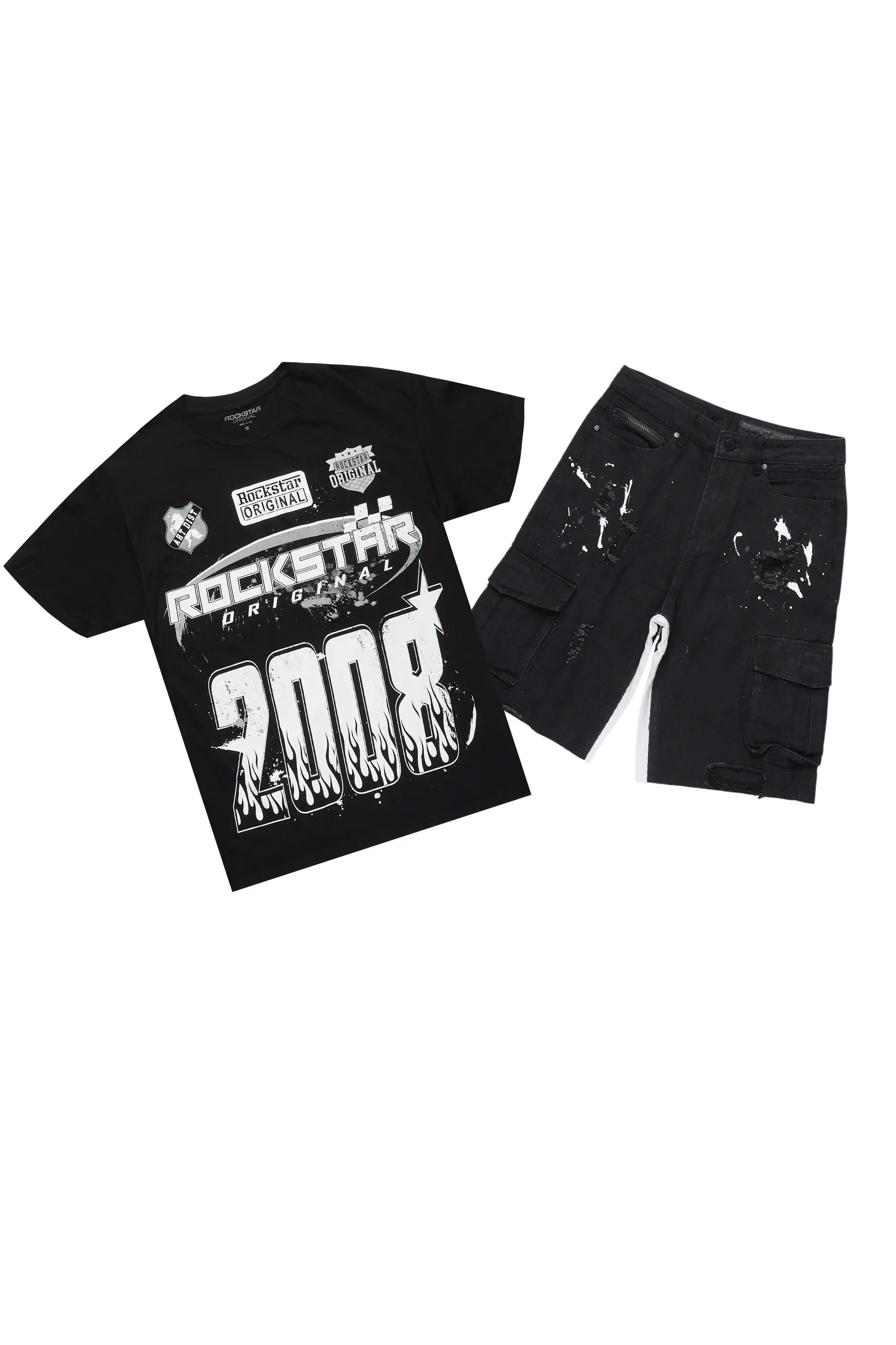 Amos Black T-Shirt/Denim Short Set