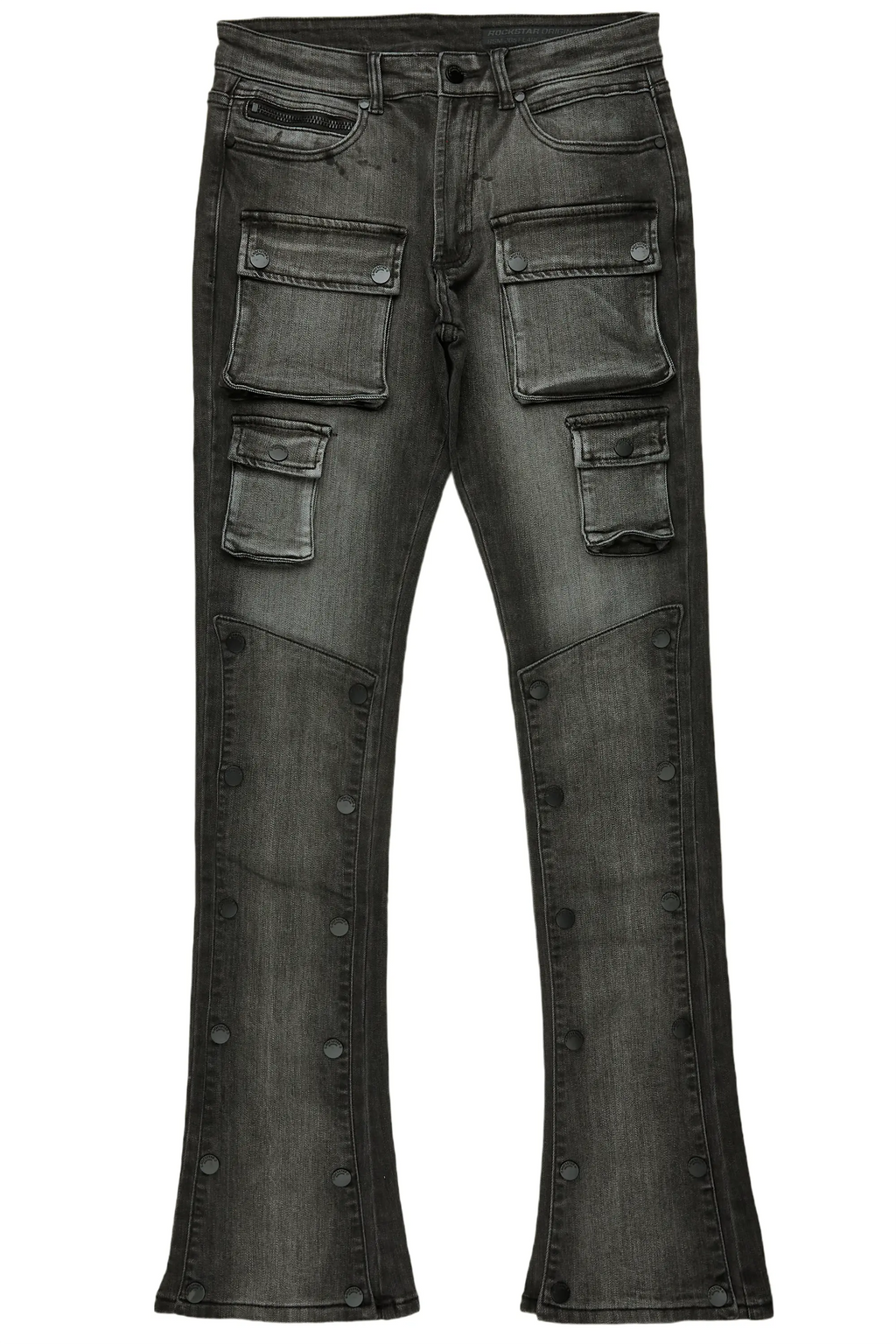 Boys Santana Dark Grey Stacked Flare Jean