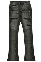 Boys Santana Dark Grey Stacked Flare Jean