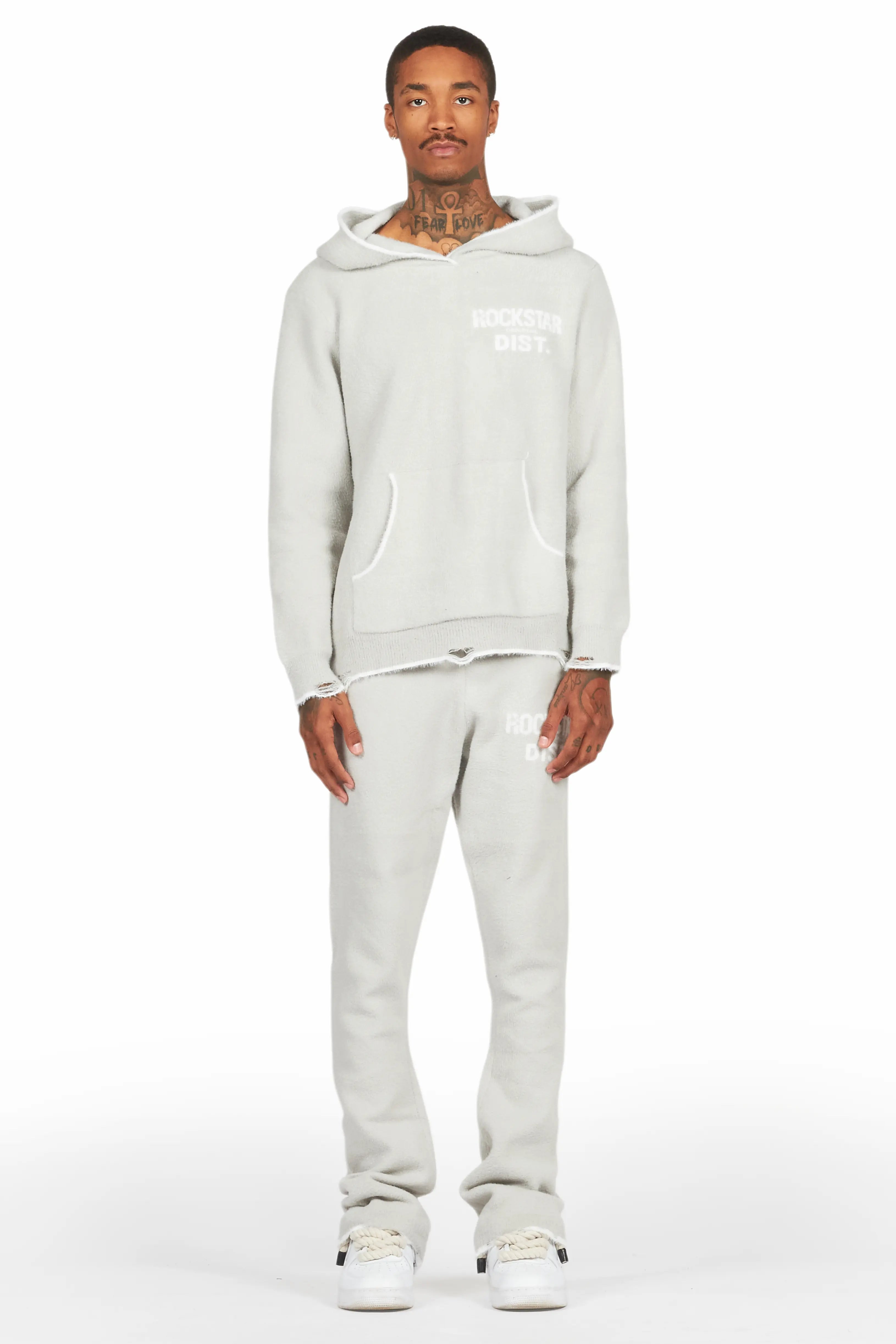 Lake Grey Mohair Knit Track Set