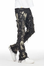 Laban Black Bleach Stacked Flare Jean