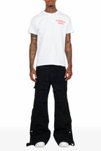 Yuri Black Stacked Cargo Flare Jean