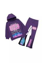 Girls Bridgette Purple/Pink Hoodie Stacked Flare Track Set