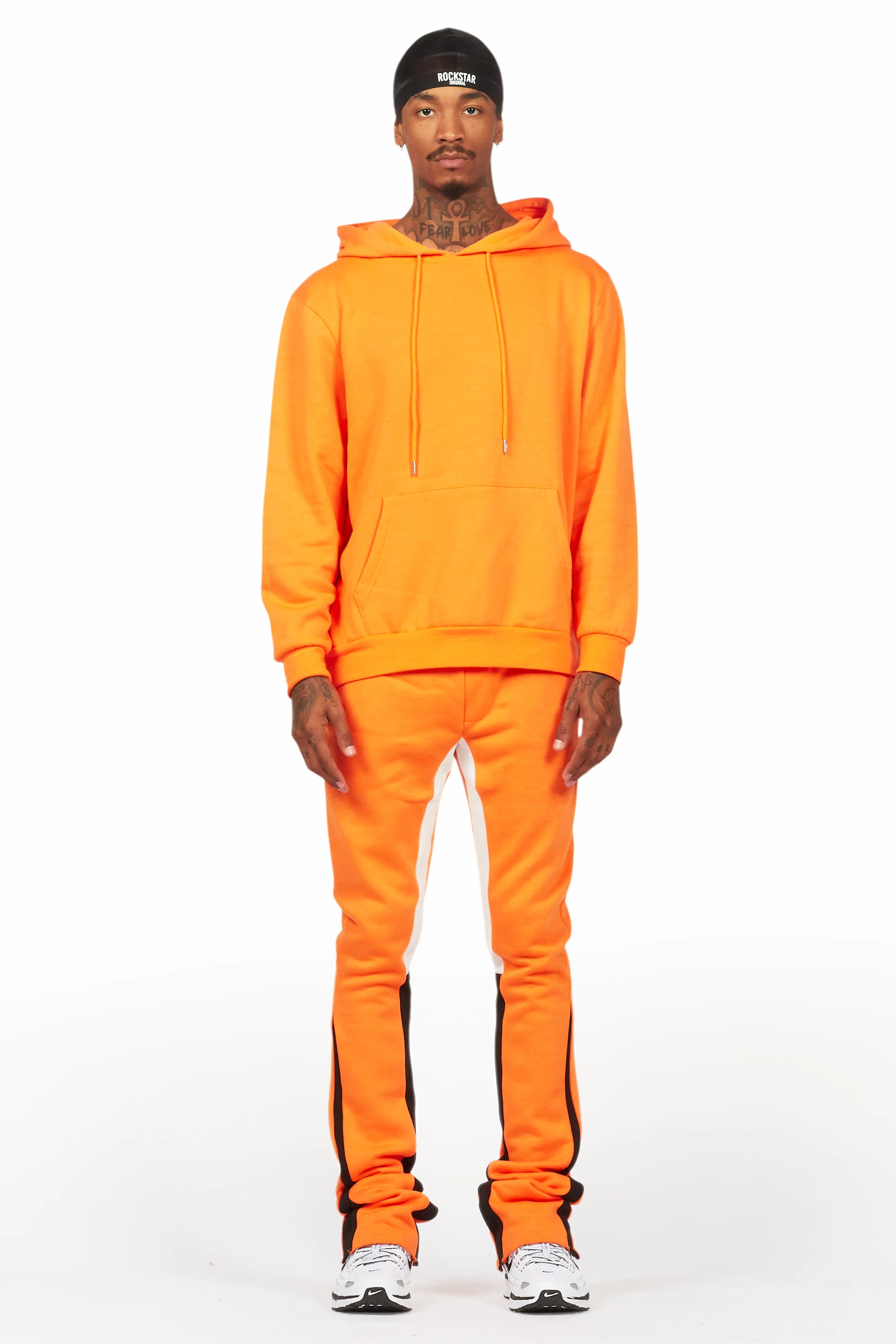 Basic Orange Hoodie/Stacked Flare Track Set