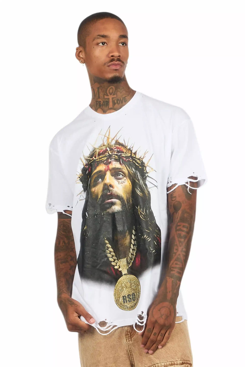 Amina White Oversized Graphic T-Shirt