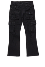 Girls Zaira Black Cargo Stacked Flare Jean