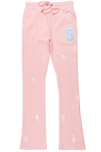 Angelo Pink Patchwork Stacked Flare Pants