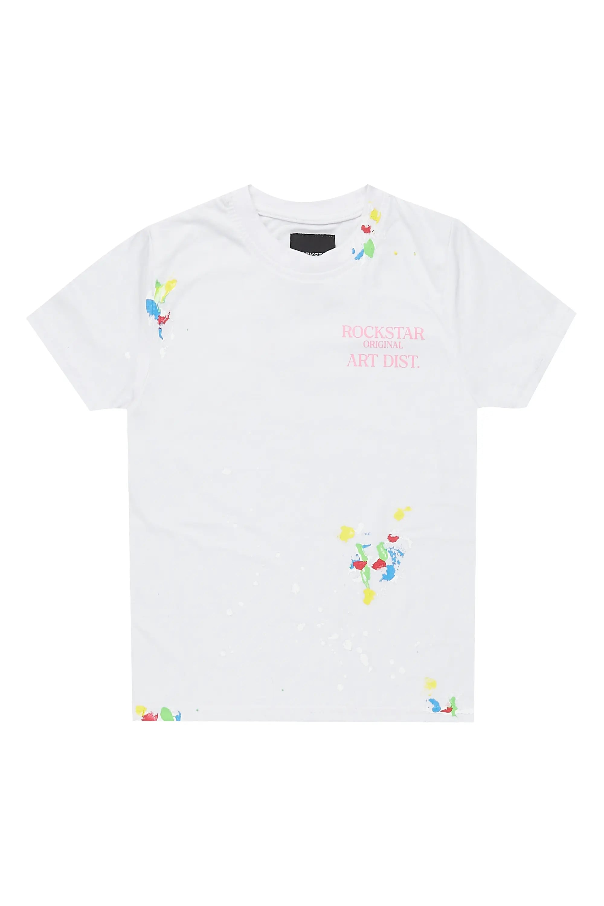 Girls Palmira White/Pink Graphic T-Shirt
