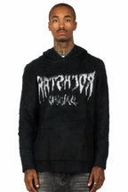 Andros Reflected Black Graphic Knitted Mohair Hoodie