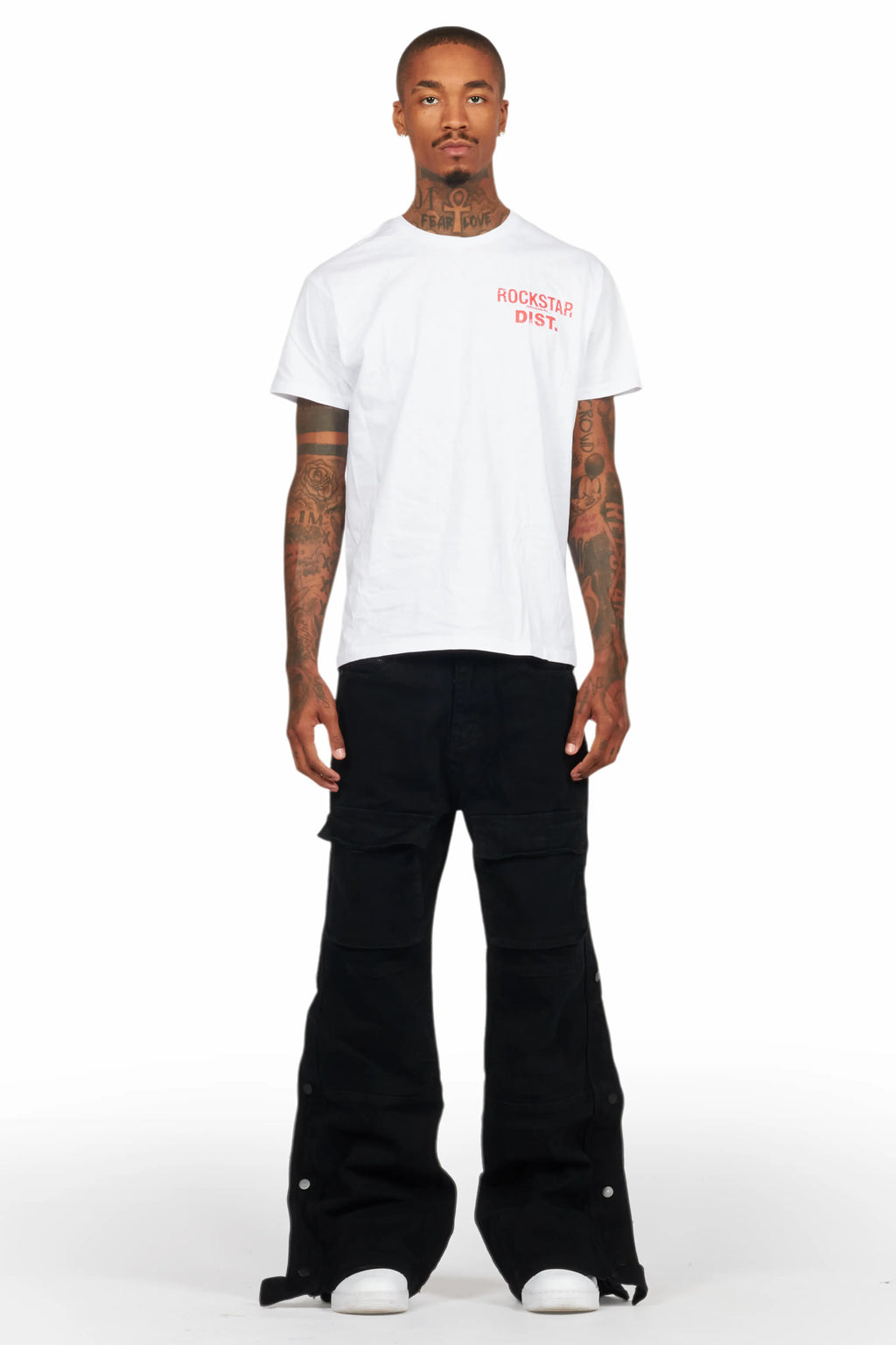 Yuri Black Stacked Cargo Flare Jean