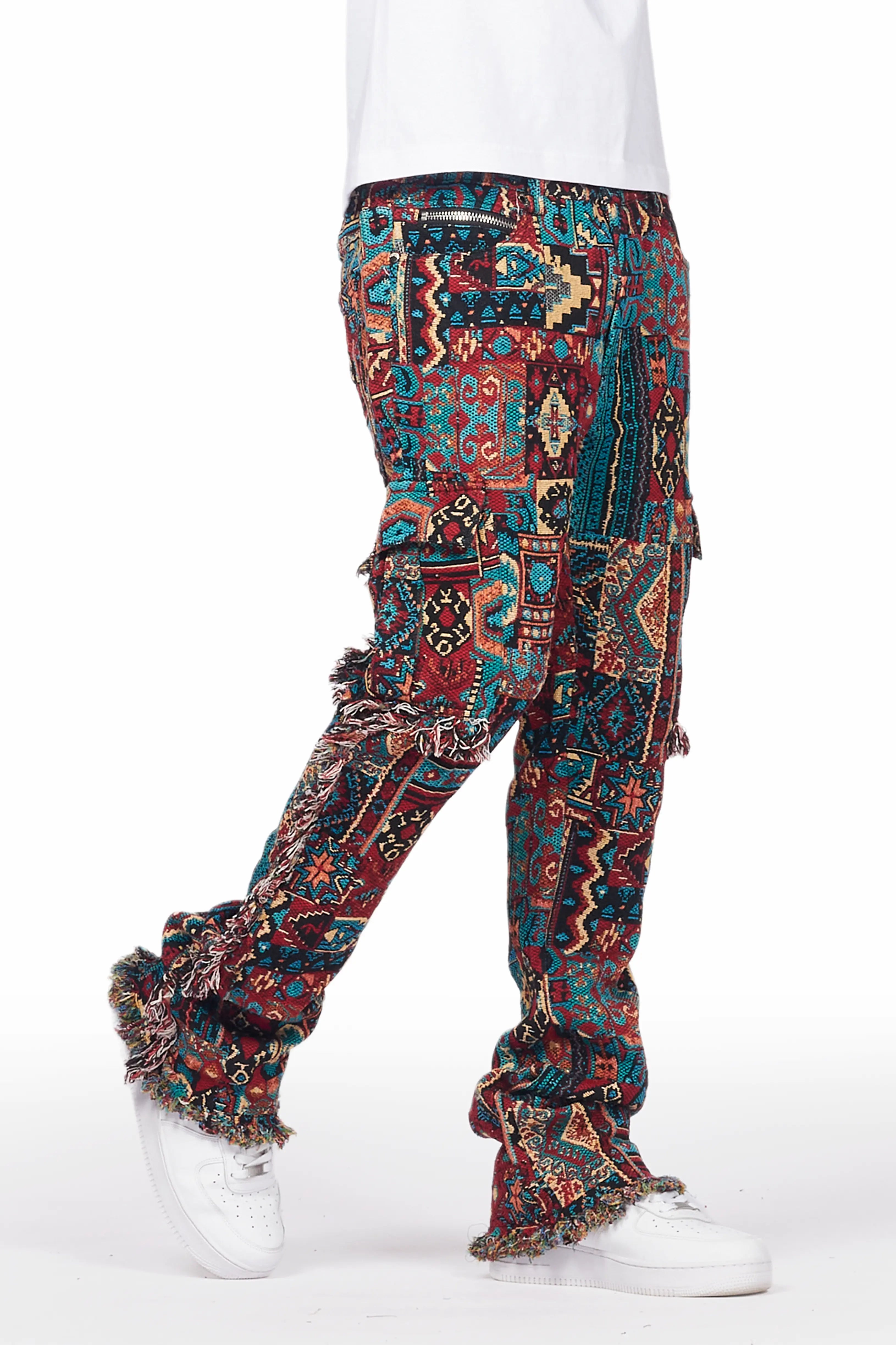 Ayami Red Slim Tapestry Flare Jean