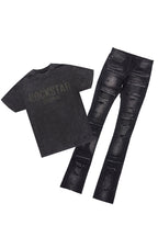 Sana Vintage Black/Black T-Shirt & Petrus Super Stacked Flare Jean Bundle
