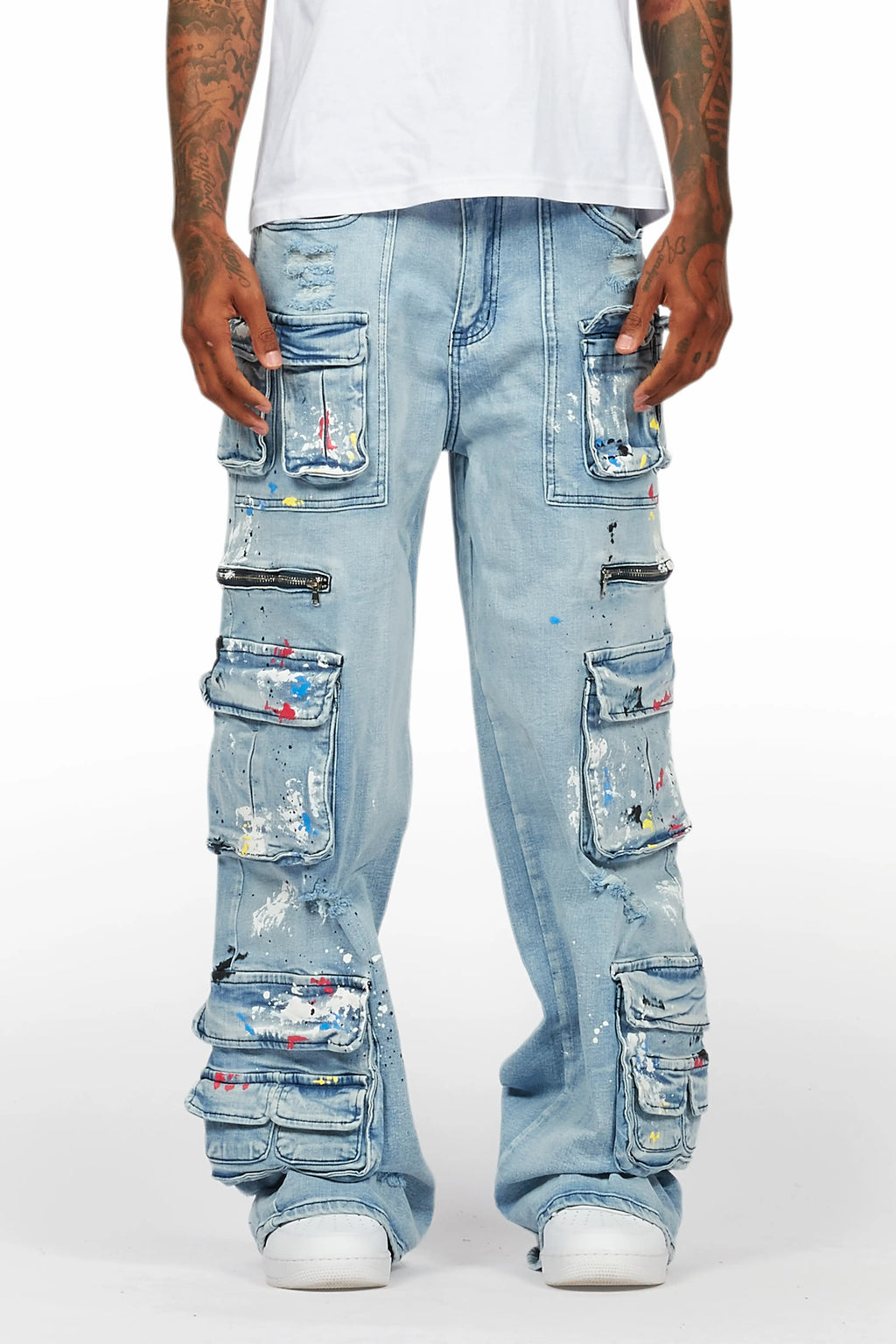 Valo Light Blue Painter Baggy Cargo Jean