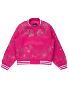 Girls Shanda Pink Crop Varsity Jacket
