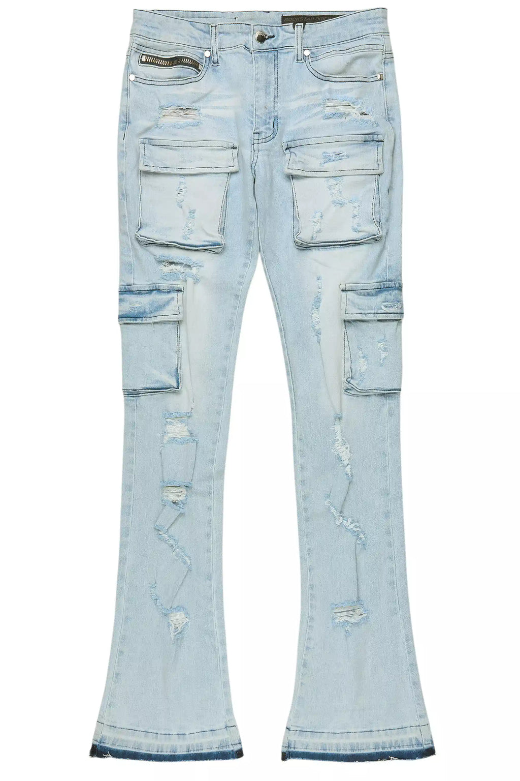 Zaid Blue Stacked Flare Jean