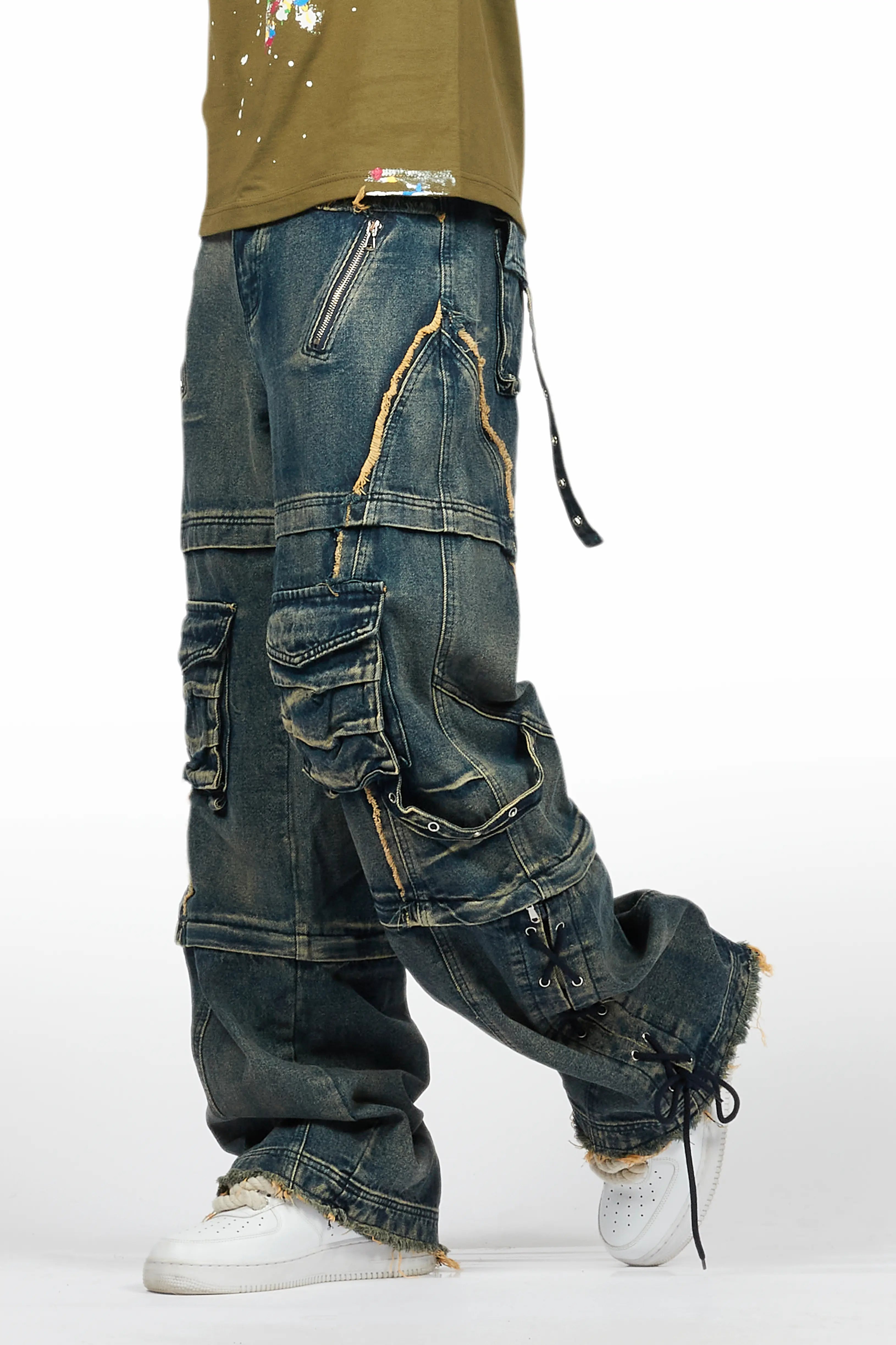 Three Maxi Blue Baggy Fit Jean