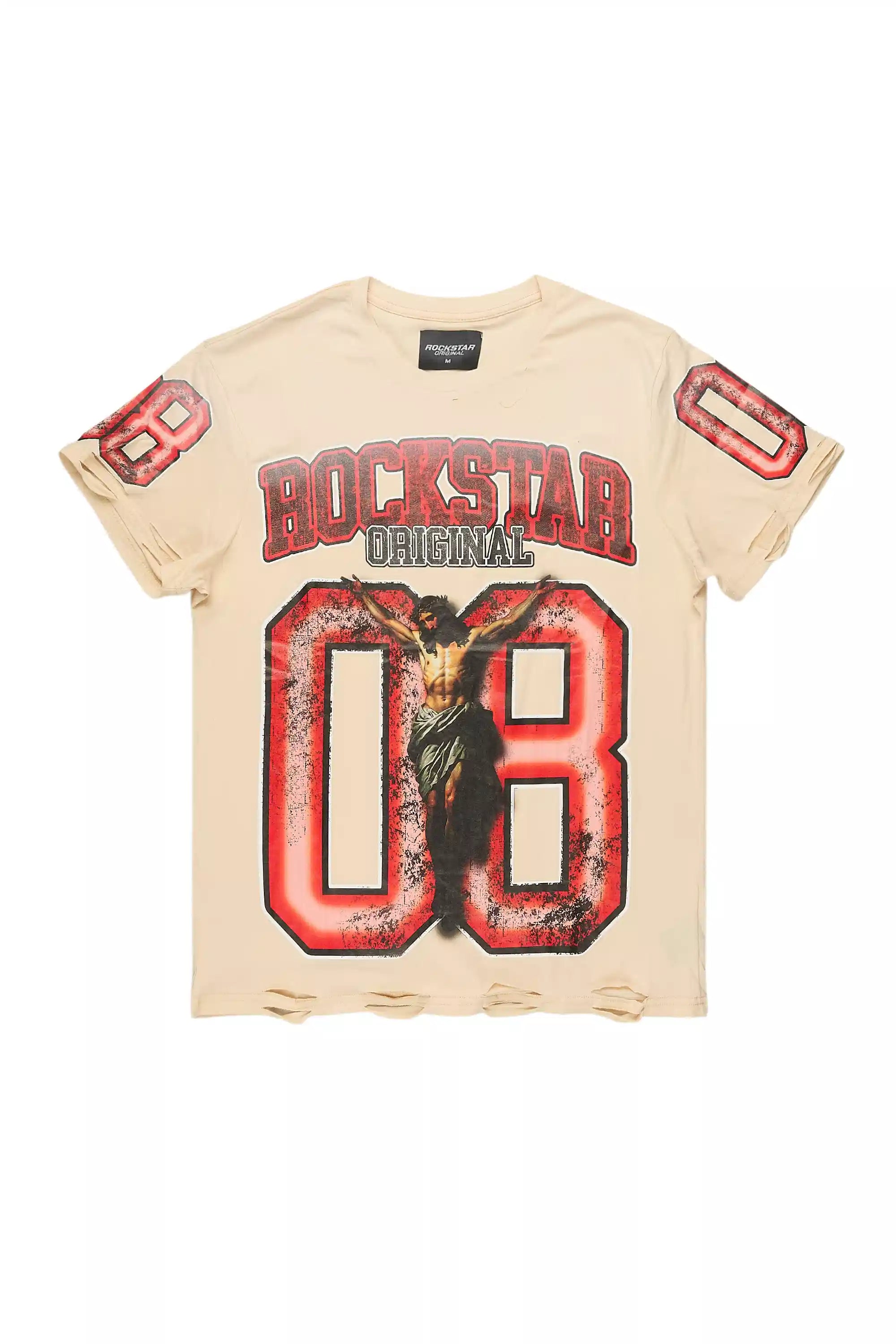 Fields Beige Oversized Graphic T-Shirt