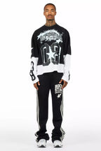 Allstar Vintage Black/White Boxy Crop Double Layer Tee