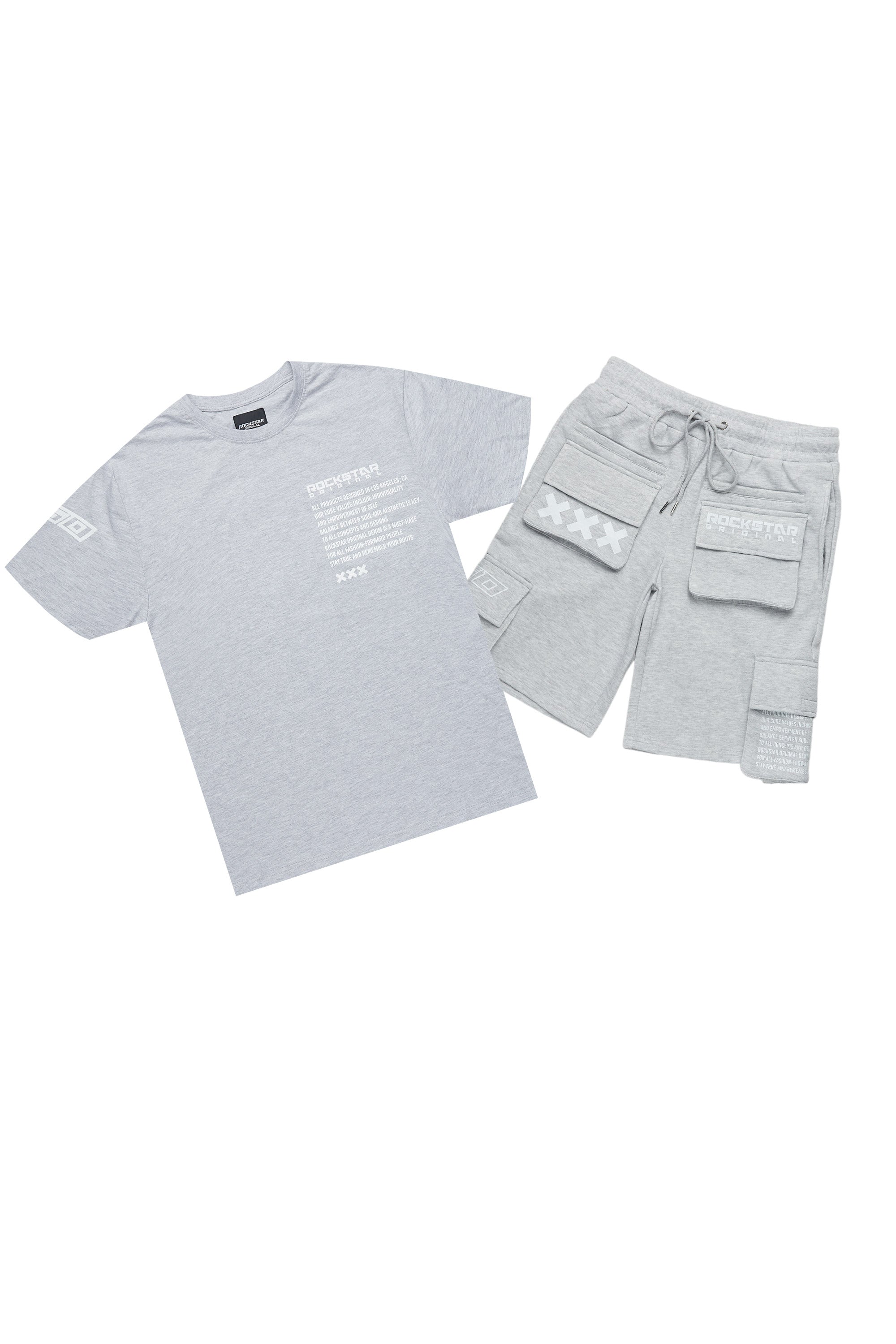Jash Heather Grey/White Short Set