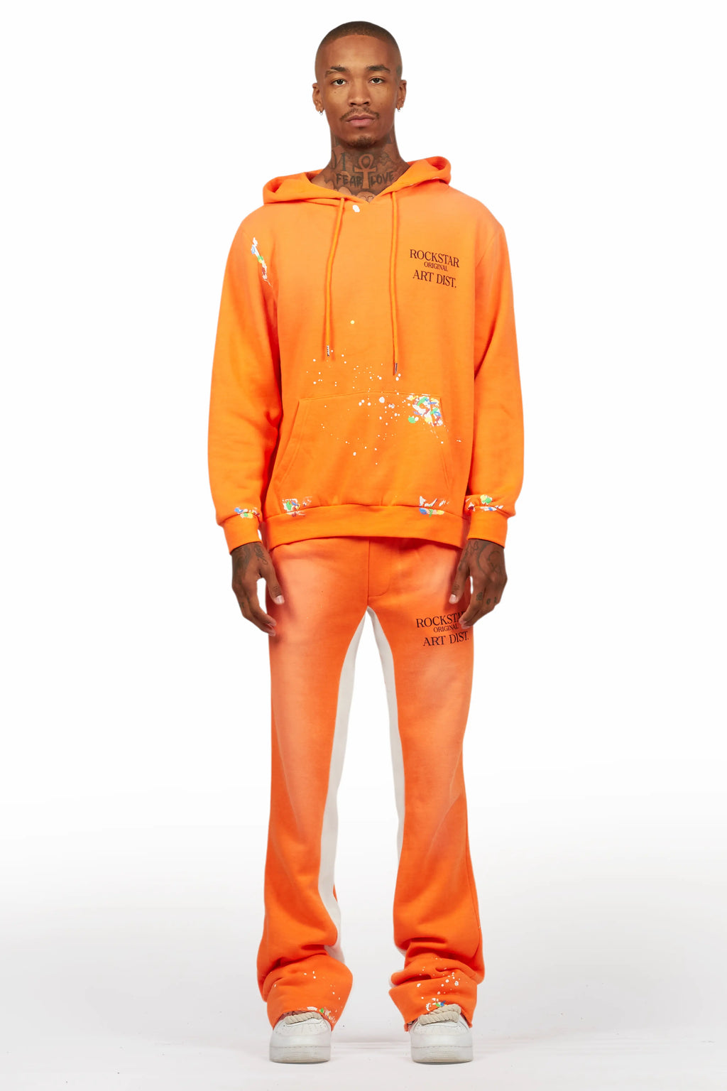 Rockstar Art Dist. Orange Hoodie/Baggy Track Pant Set