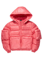 Keisha Pink Cargo Puffer Jacket