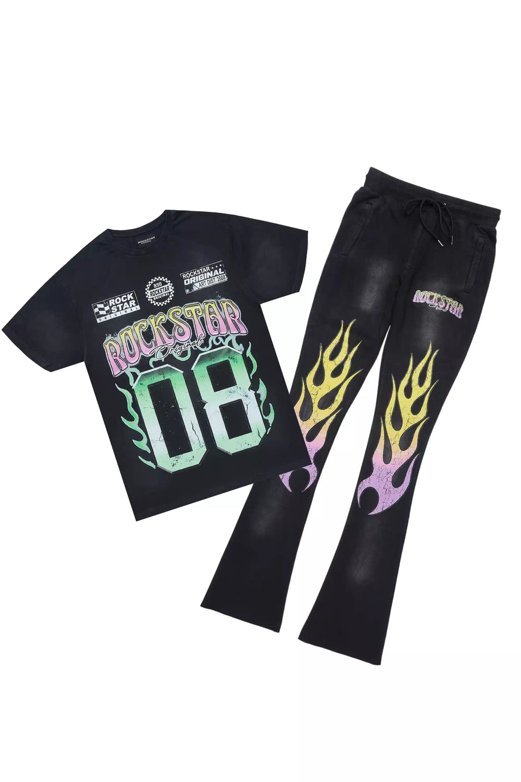 Quito Black T-Shirt/Stacked Flare Track Set