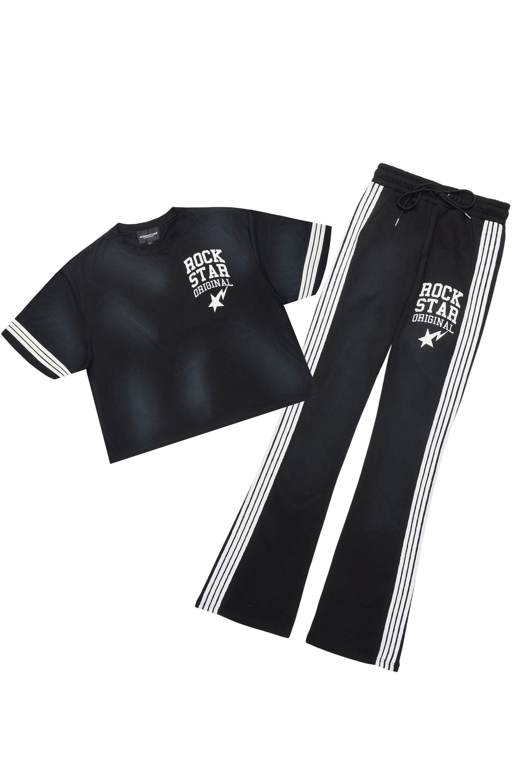 Gerrit Black T-Shirt/Stacked Flare Track Set