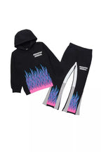 Girls Roen Black/Lavender Stacked Flare Track Set