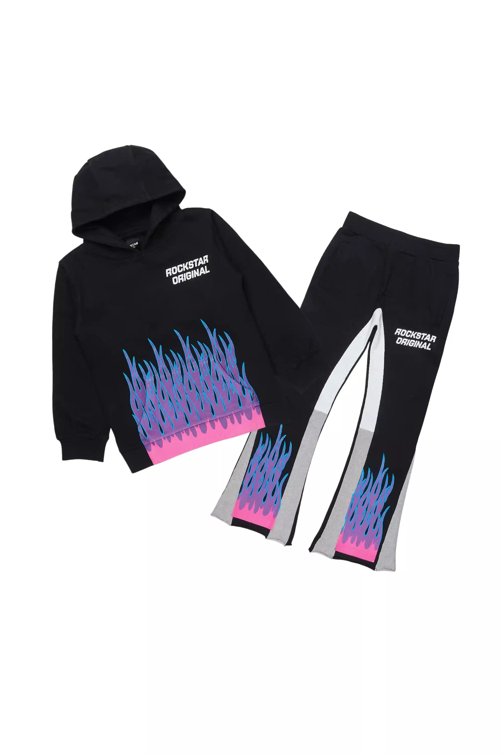 Girls Roen Black/Lavender Stacked Flare Track Set