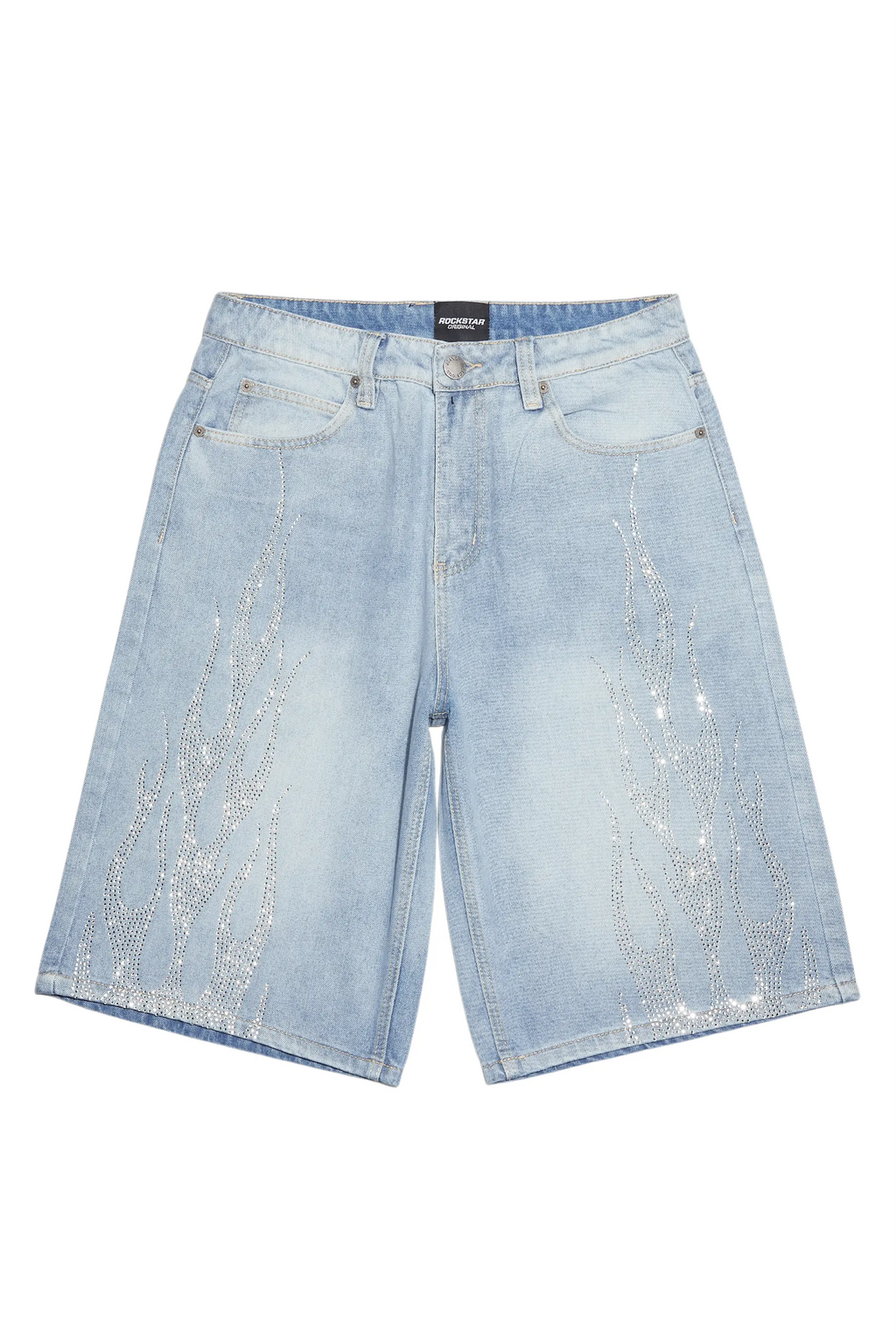 Amasa Light Blue Rhinestone Jort