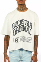 Tracy White Rhinestone Boxy Crop T-Shirt