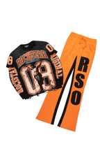 Fields Black/Orange Double Layer T-Shirt/Stacked Baggy Track Set