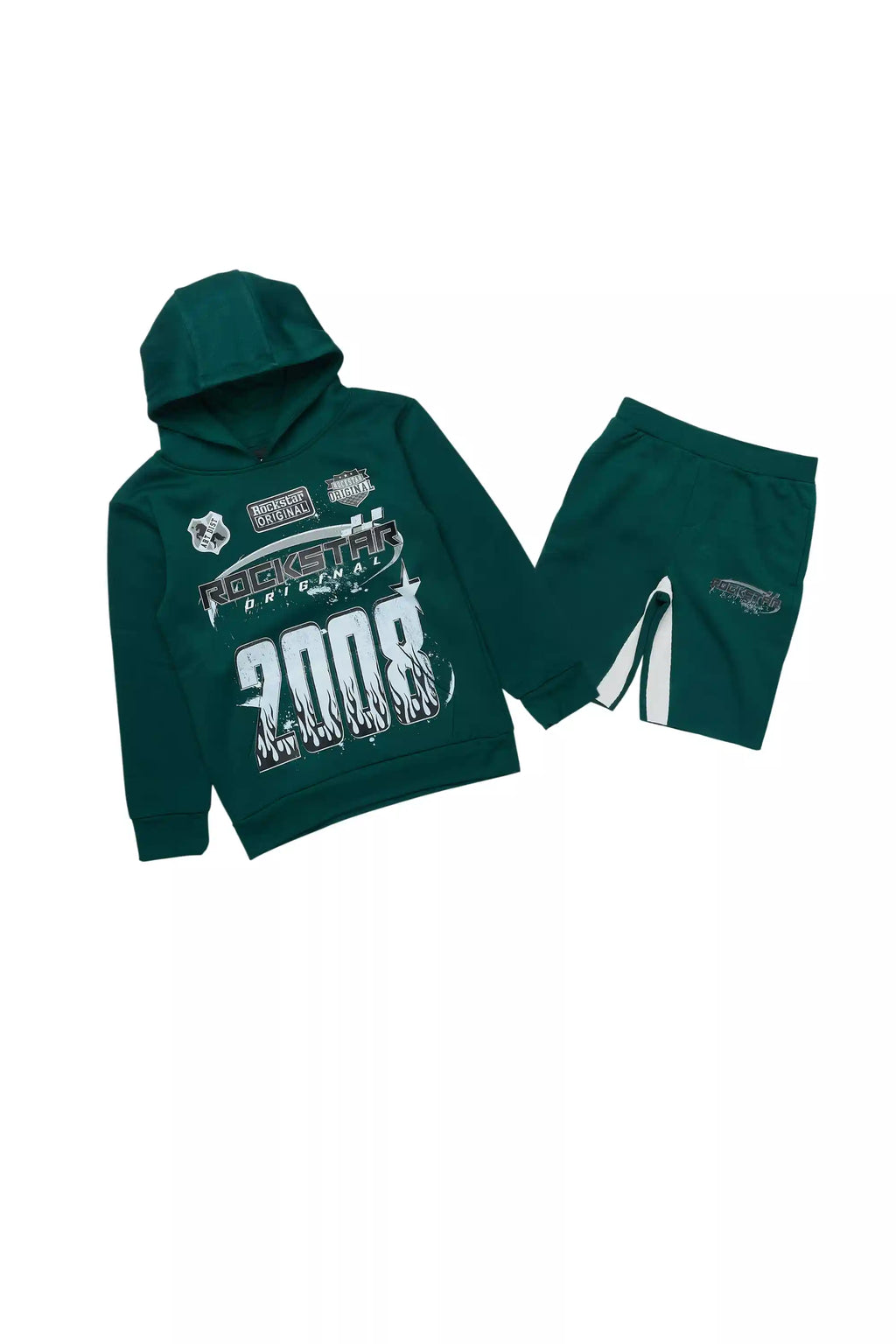 Boys Amos Dark Green Hoodie Short Set